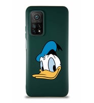 Xiaomi Mi 10T Soft Premier Kapak Donald Duck-B Tasarımlı Silikon Kılıf - Yeşil (Şeffaf)
