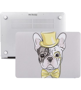 MacBook Air M1 Kılıfı 13 İnç A2337 A2179 A1932 Uyumlu Sert Kapak Hard Case Koruyucu Kılıf Gözlüklü Pug Köpek Desenli UV Baskılı Çizilme Önleyici Sarı