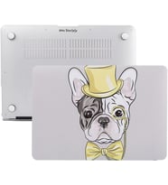 MacBook Air M1 Kılıfı 13 İnç A2337 A2179 A1932 Uyumlu Sert Kapak Hard Case Koruyucu Kılıf Gözlüklü Pug Köpek Desenli UV Baskılı Çizilme Önleyici Sarı