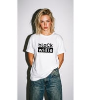 Kadın Oversize Tişört Black White Baskılı (Beyaz)