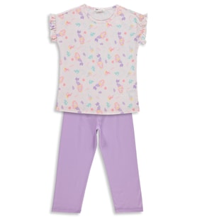 Civil Girls Deniz kızı Desenli 6-9 Yaş Pijama Takımı - Uçuk Pembe-Lila