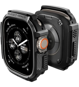 Apple Watch 49mm Ultra 3/2/1 ile Uyumlu Kılıf Rugged Armor Matte Black - ACS05456