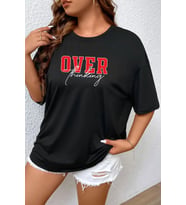 Unisex Over Thinking Baskılı T-shirt (Siyah)