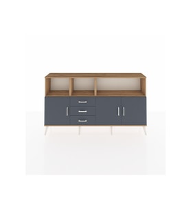 Arges Konsol 5 Raflı 3 Çekmeceli 3 Kapaklı 176x30x99 Çam-Antrasit