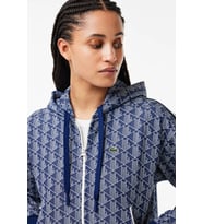 Lacoste Womens Regular Fit Monogram Sweatshirt Kapüşonlu Kadın Sweatshirt Mavi