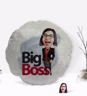 BK Gift Kişiye Özel Kadın Big Boss Karikatürlü Yuvarlak Dekoratif Kırlent Yastık-2