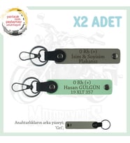 Hız Aşıkları İçin, İsim Plaka ve 0 Rh (+) Kan Grubu Yazılı Hediyelik x2 Anahtarlık, Kül Gri-Yeşil-Gr (Çok Renkli)