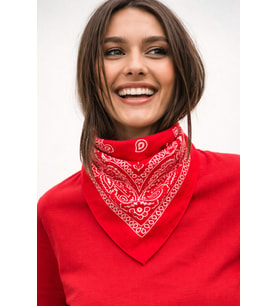 Kadın Etnik Desenli %100 Pamuk Bandana Fular Çok Amaçlı Saç Boyun Bilek Aksesuar (Kırmızı)