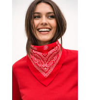 Kadın Etnik Desenli %100 Pamuk Bandana Fular Çok Amaçlı Saç Boyun Bilek Aksesuar (Kırmızı)