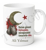 Askere Gidene Hediye Kişiye Özel Baskılı Kupa Bardak Asker Uğurlama