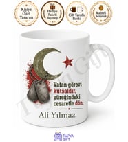 Askere Gidene Hediye Kişiye Özel Baskılı Kupa Bardak Asker Uğurlama