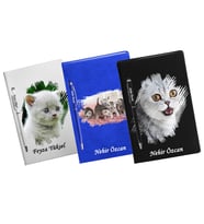 Kişiye Özel Kedi Tasarımlı Üçlü Defter Kalem Hediye Seti