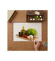 Sağlıklı Sebzeler - Kıvırcık - Sarımsak - Zeytinyağı Tasarımı 240 parça Ahşap Puzzle Ahşap Kutuda MP01858