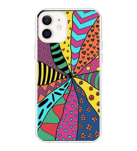 PrintiFy Apple  iPhone 12 ile Uyumlu 1mm Slim Fit Retro Renkler 4 Baskılı Şeffaf  Kılıf