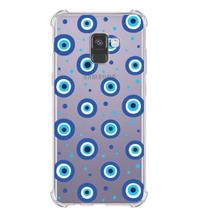 PrintiFy Samsung Galaxy A8 2018 Uyumlu Nazar Boncuğu 1 Baskılı Şeffaf Köşe Korumalı Antişok Kılıf