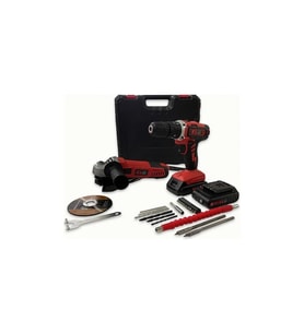 Klpro KLEco KETM1875 18V/1.5 AH Çift Akülü Darbeli Matkap + 750W Avuç Taşlama + 23 Parça Aksesuar Se