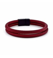 BORDO GERÇEK DERİ MANYETİK KLİPS İKİ SIRALI BİLEKLİK M015B