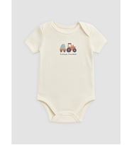 LCW baby Bej Erkek Bebek Baskılı Çıtçıtlı Body