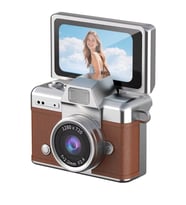 Cepaks Lk-027 Kahverengi Retro Mini Dijital Fotoğraf Makinesi HD Video, Katlanabilir Ekranlı 48 Mp F