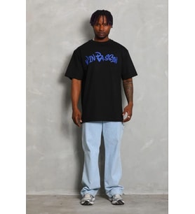 Erkek Baskılı T-Shirt Kısa Kol Bisiklet Yaka Regular Fit Tişört - Siyah