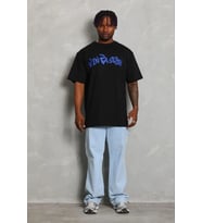 Erkek Baskılı T-Shirt Kısa Kol Bisiklet Yaka Regular Fit Tişört - Siyah