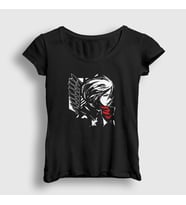 Presmono Kadın Siyah Mikasa Anime Attack On Titan T-Shirt 124363tt