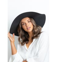 Kadın Oversize Büyük Hasır Şapka Naturel 55cm Plaj Şapkası Siyah
