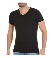 6 Adet Yıldız Erkek Bambu V Yaka T-Shirt Fanila Siyah 481