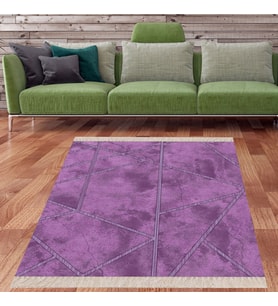 Geometrik Desenli Yıkanabilir Kaymaz Taban Leke Tutmaz Modern Salon Halısı ve Yolluk (Mor)