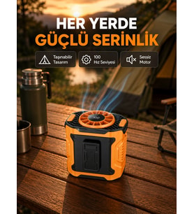 Turbo Mini Taşınabilir Fan - 100 Kademeli Dijital Hız Kontrolü Ve Type-c Şarj