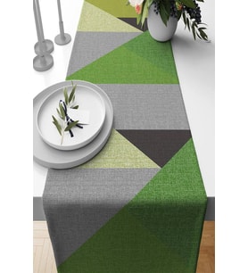 Yeşil Geometrik Desenli Premium Masa Örtüsü Runner RNR609