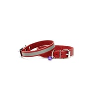 Cattie Gerçek Deriden El Yapımı Reflektörlü Kedi Boyun Tasması 1x18-22cm - Red