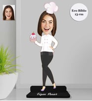 Kişiye Özel Pastacı Kadın Ahşap Eco Biblo -2