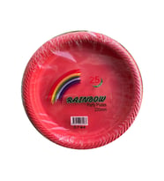 Roll-Up Kullan At Renkli Kırmızı Parti Davet Plastik Tabak - 22 Cm. - 25 Adetlik Paket