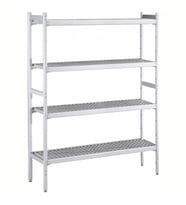 Electrolux Professional Düz Etejer Seti, Aluminyum Ayaklı, 4 Raflı, Her Raf Demonte Polietilen Tabletlerden Oluşur, Tabletler Bulaşık Makinesinde Yıkanabilir - 475x2224 Mm, H=1700 Mm BLS2224