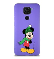 Xiaomi Redmi Note 9 Soft Premier Kapak Mickey Mouse-G Tasarımlı Silikon Kılıf - Mor (Şeffaf)
