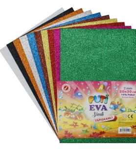 PUTİ 20X30 SİMLİ YAPIŞKANLI EVA 2mm 10'LU KARIŞIK RENK TEK PAKET 1147