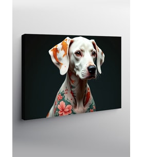 Kanvas Tablo Çiçek Desenli Dalmaçyalı Köpek