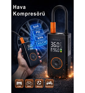 Taşınabilir Dijital Ekranlı Şarjlı Hava Kompresörü 150 PSI Araç Lastik Top Bisiklet Şişirme Pompası LED 3 Modlu
