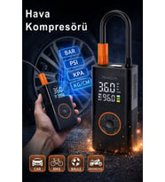 Taşınabilir Dijital Ekranlı Şarjlı Hava Kompresörü 150 PSI Araç Lastik Top Bisiklet Şişirme Pompası LED 3 Modlu