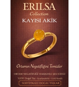 Sertifikalı Ortam Negatifliği Temizleyici Enerji Yüzüğü – Kayısı Akik Ayarlamalı Başak Terazi Burcu (Çok Renkli)
