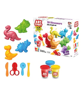 3D Dinozorlar Oyun Hamur Seti 168 Gr. - Oyun Hamuru Seti - Hamur Setleri - Hamur Kalıpları - Doğal O