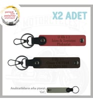 Motor Severlere Özel, İsim Plaka ve 0 Rh (-) Kan Grubu Yazılı x2 Anahtarlık, Nar Çiçeği-K Kahve-Gr (Çok Renkli)