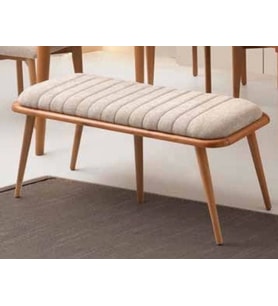 Bench Puf Metal Retro Ayaklı Babyface Kumaş 40x105cm (Krem)