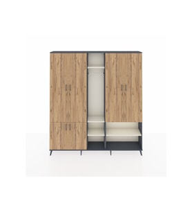 Arges Dolap 15 Raflı 5 Kapaklı Tek Askılı 220x30x243 Antrasit-Çam/Aytaşı
