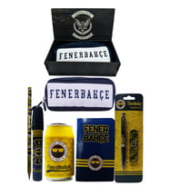 Fenerbahçe Orjinal Lisanslı Sarı Kutu Kalemtraş Ahşap Kutulu 6'lı Kırtasiye Seti (Lacivert-Beyaz)