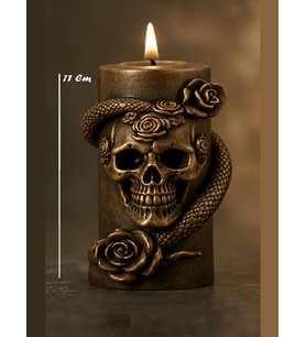Kuru Kafa Gothic Hallowen Temalı Doğal Soya Silindir Mum (Açık Kahve-Ekru)