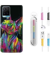 Vivo Y11S Y21S Y20 Y20S Y70 Kılıf Kablo Koruma Spiral Silikon Color Cat 1754