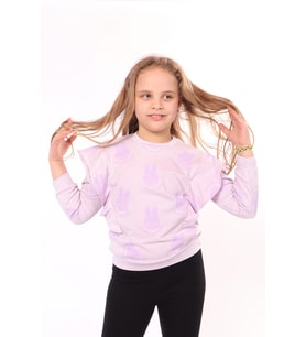 Toontoy Kız Çocuk Baskılı Sweatshirt (Açık Lila)