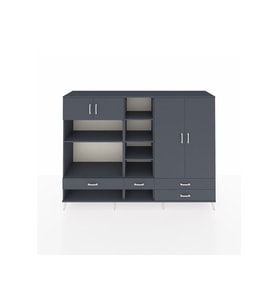 Hyperion Dolap 12 Raflı 4 Çekmeceli 4 Kapaklı 220x44x163 Antrasit-Antrasit